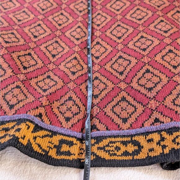 Vintage Tapestry Knit Sweater Cardigan Women's Large Red Multicolor - Picture 6 of 6